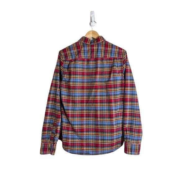 Fossil Men’s Red Blue Plaid Long Sleeve Preppy Casual Button Down Medium - Picture 2 of 6